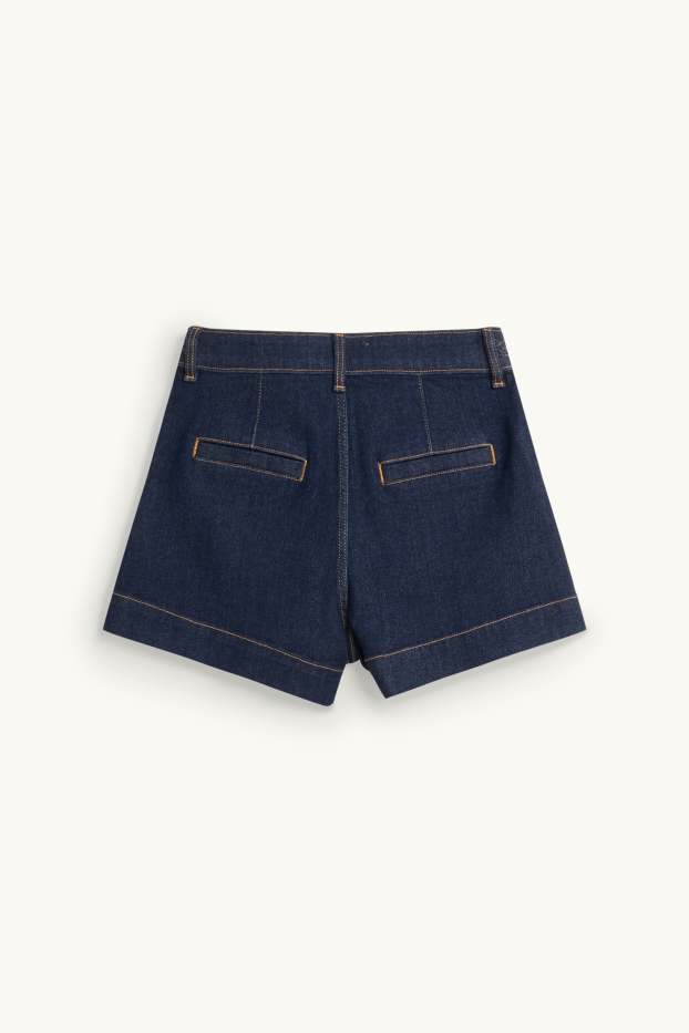 Femei - Pantaloni scurți de blugi - talie înaltă - LYCRA® - denim-albastru închis