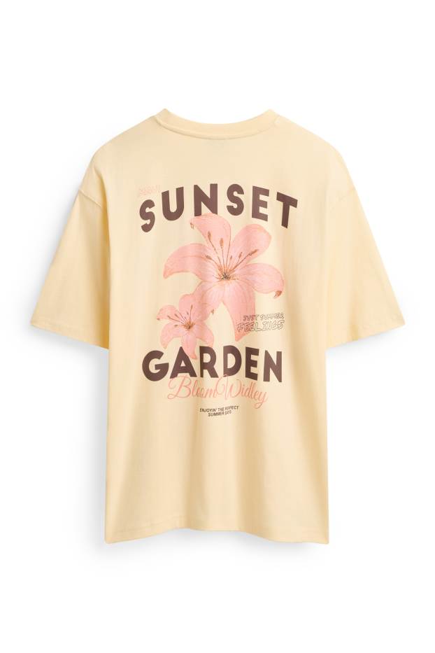 Femei - Tricou - relaxed fit - galben deschis