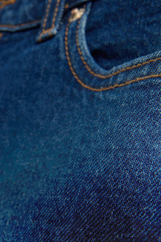 Women - Denim shorts - mid-rise waist - denim-dark blue