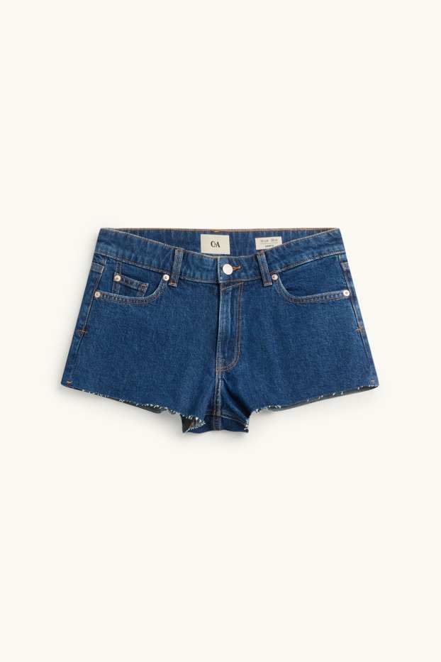 Women - Denim shorts - mid-rise waist - denim-dark blue