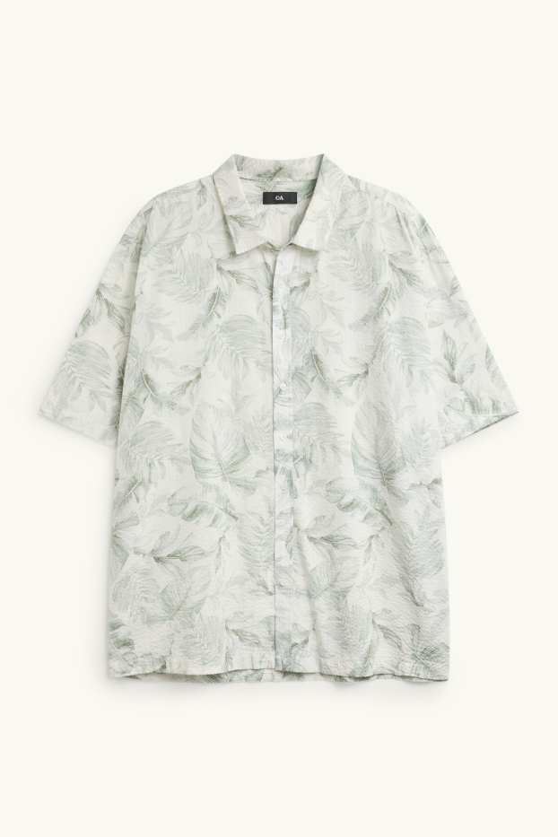 Herren - Hemd - Regular Fit - strukturiert - gemustert - grün / cremeweiss