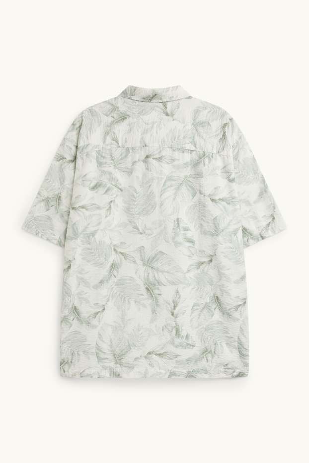 Herren - Hemd - Regular Fit - strukturiert - gemustert - grün / cremeweiss