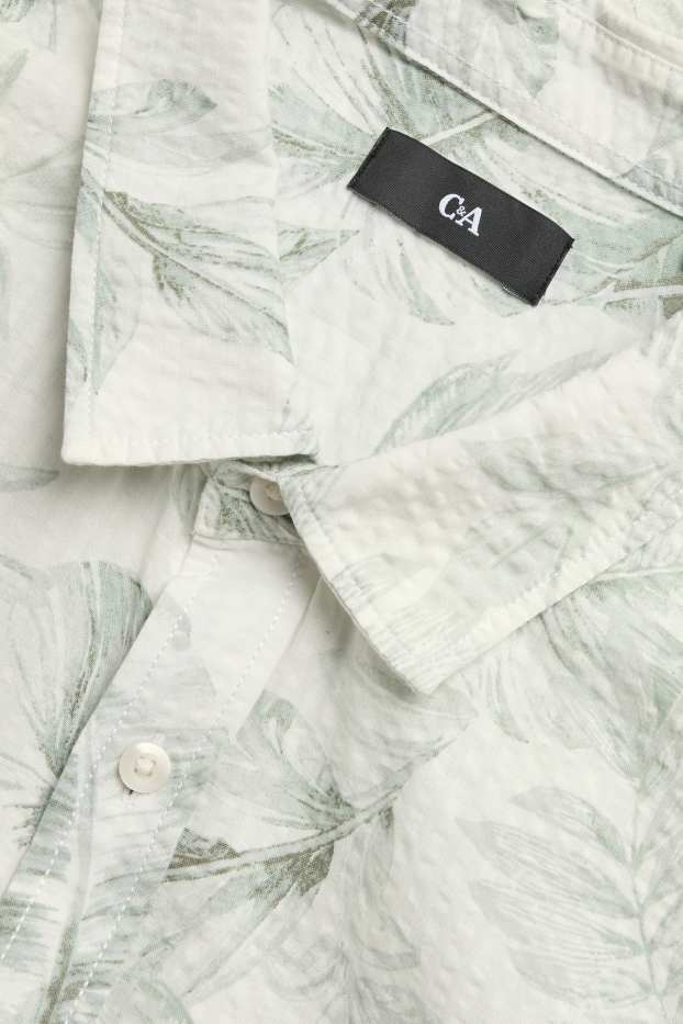 Herren - Hemd - Regular Fit - strukturiert - gemustert - grün / cremeweiss