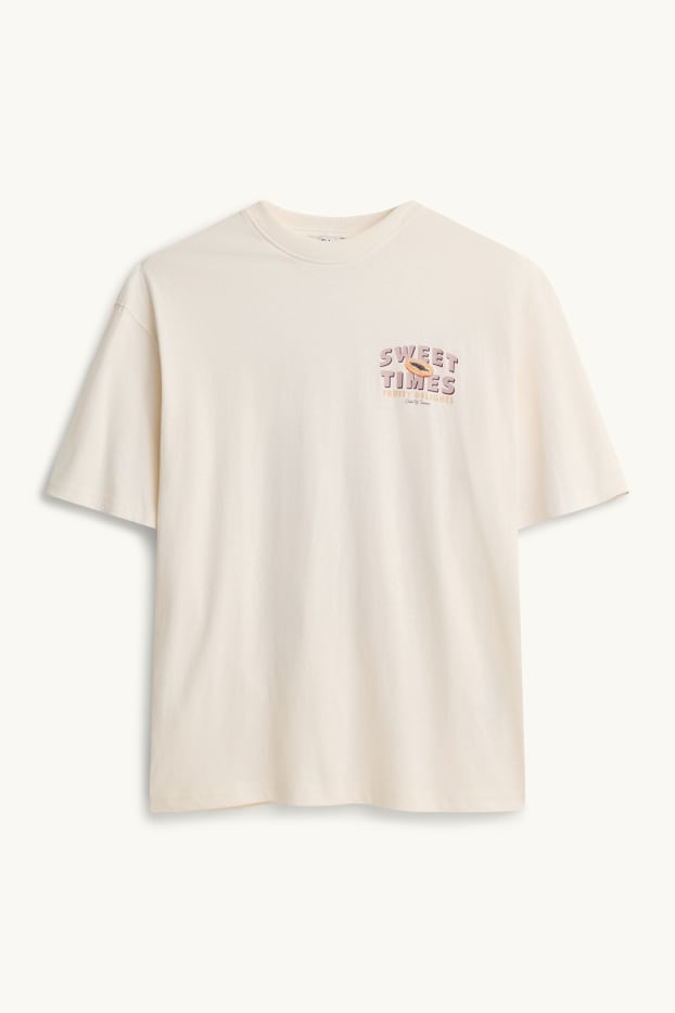 Damen - T-Shirt - Relaxed Fit - cremeweiß