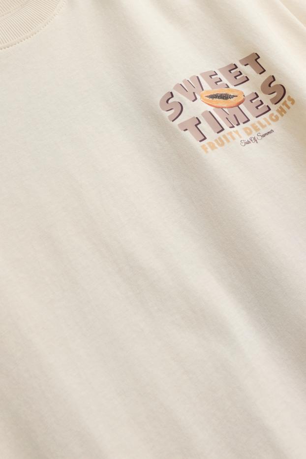 Damen - T-Shirt - Relaxed Fit - cremeweiß