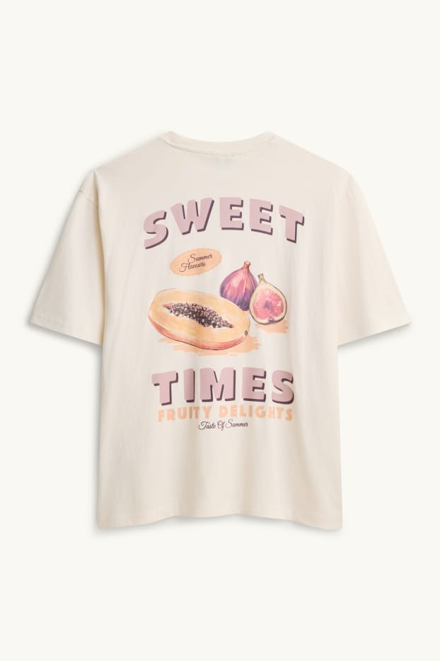 Damen - T-Shirt - Relaxed Fit - cremeweiß