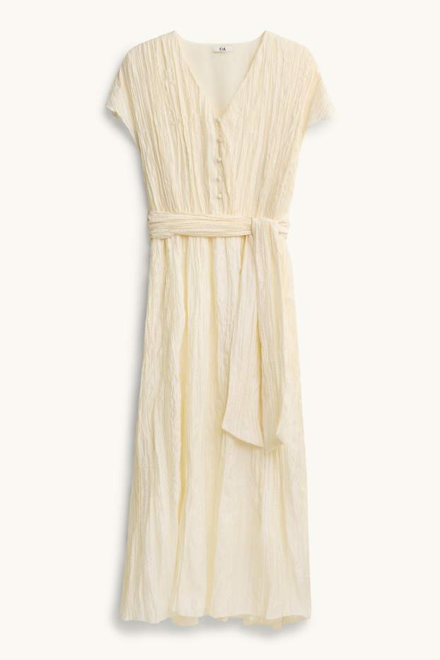 Femmes - Robe à col V - crème