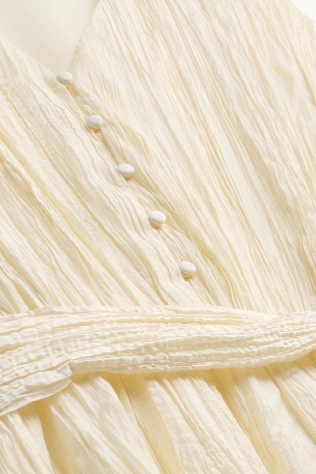 Femmes - Robe à col V - crème