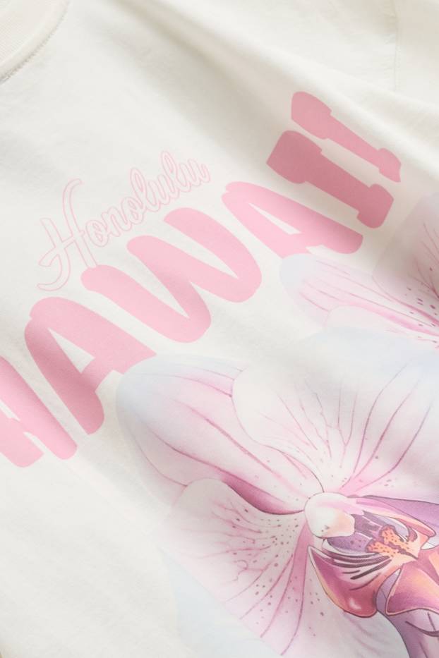 Femei - Tricou - supradimensionat - alb-crem