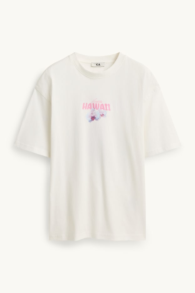 Femei - Tricou - supradimensionat - alb-crem