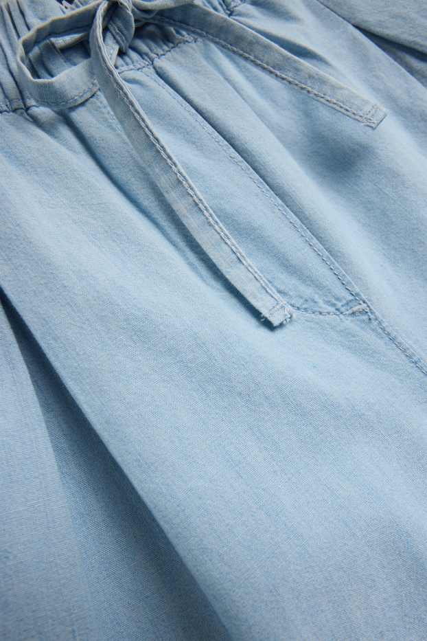 Women - Shorts - mid-rise waist - denim look - blue denim