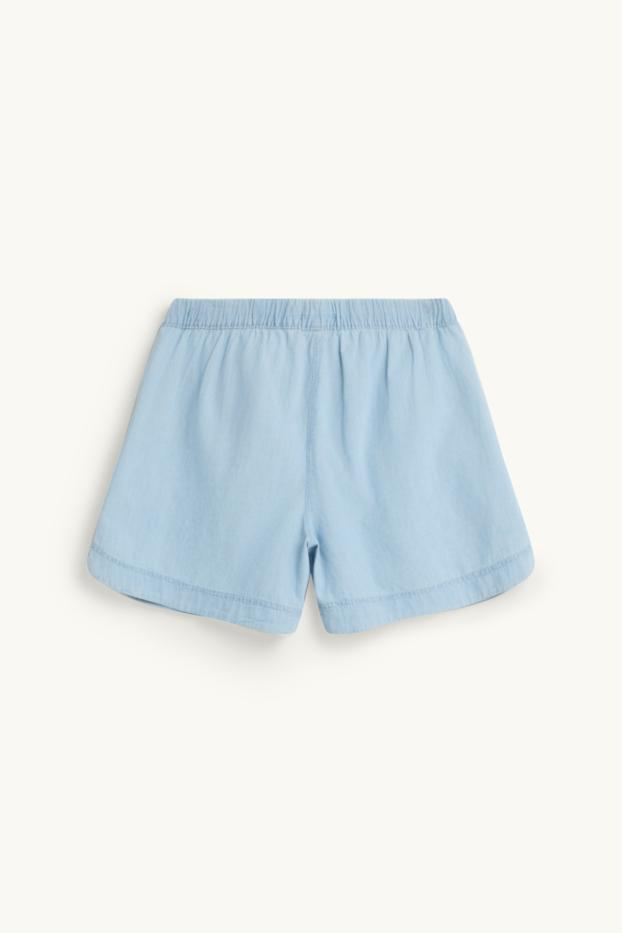 Women - Shorts - mid-rise waist - denim look - blue denim