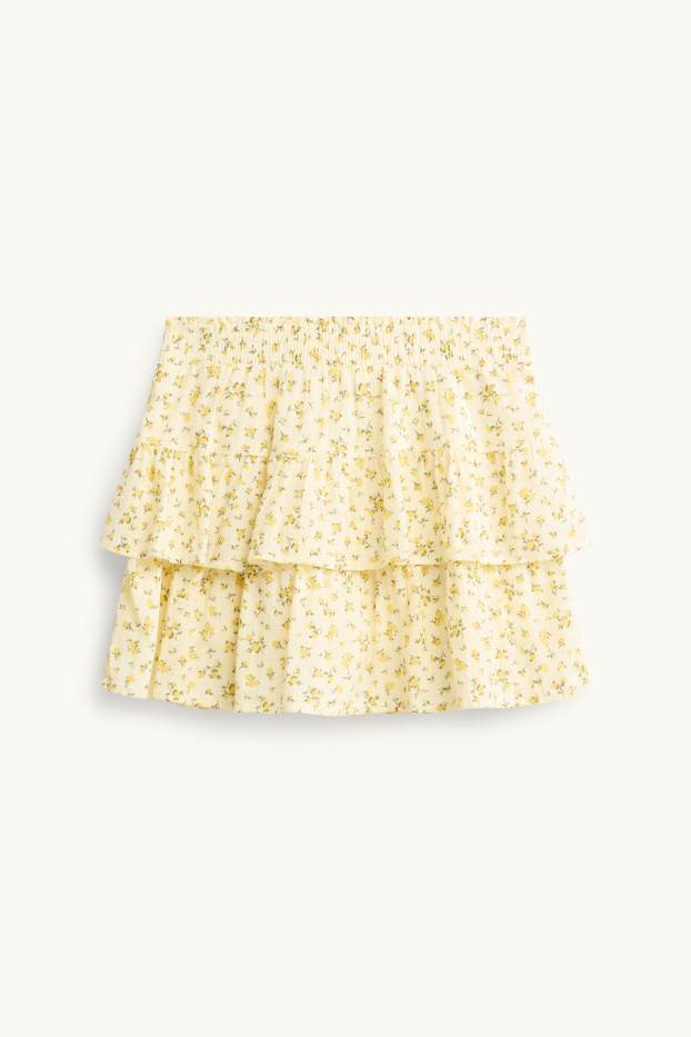 Dames - Rok - gebloemd - geel