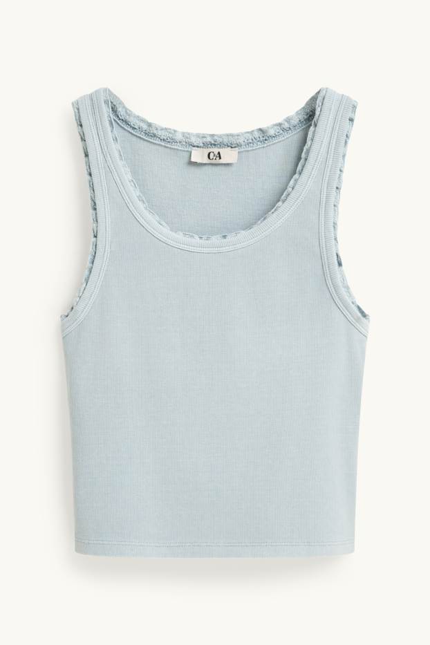 Women - Top - ribbed - light blue