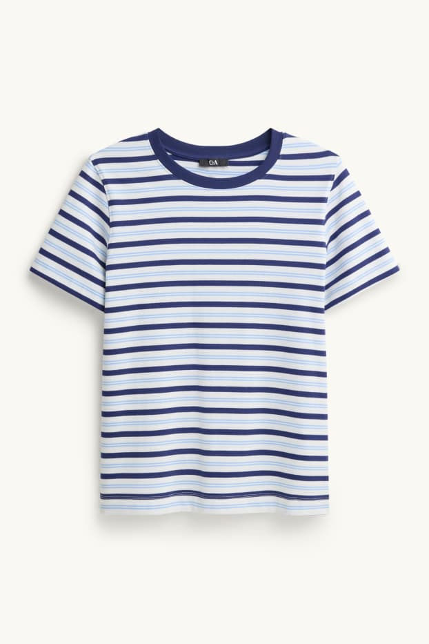 Femei - Tricou - regular fit - cu dungi - albastru / alb