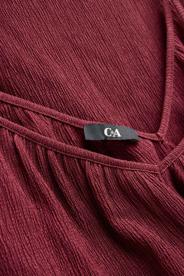 Donna - Tuta con cintura - tessuto tramato - rosso scuro