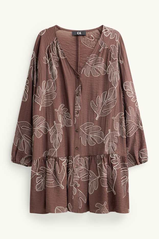 Damen - Kleid - gemustert - braun