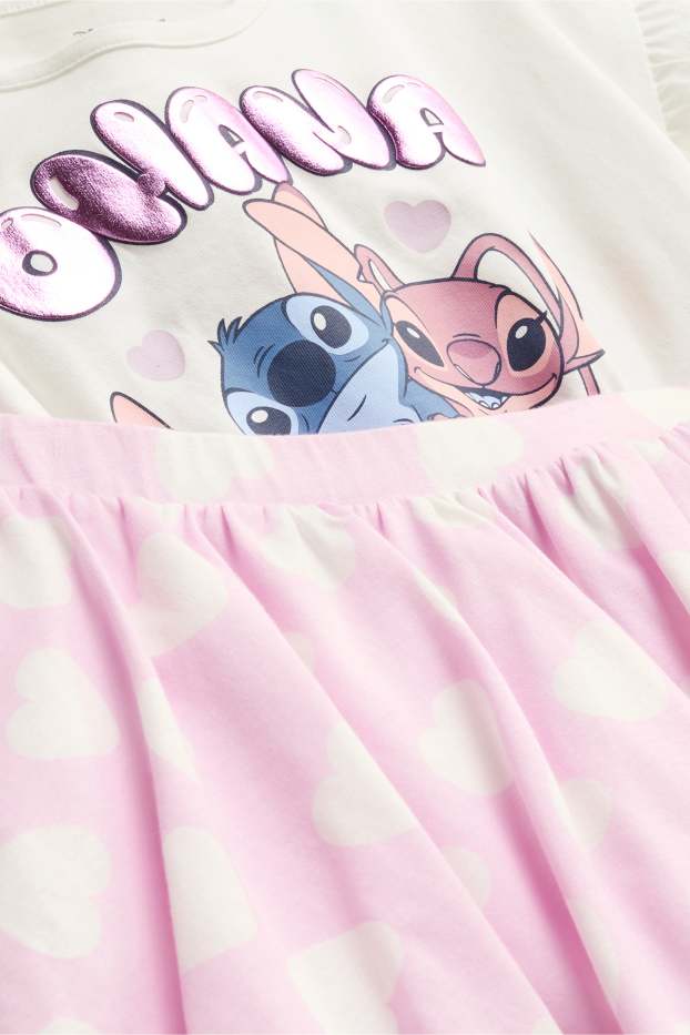 Kinder Mädchen - Lilo & Stitch - Set - Kurzarmshirt und Rock - 2 teilig - weiß / rosa