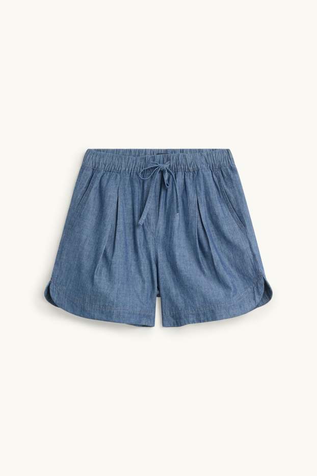 Donna - Shorts - vita media - look jeans - jeans blu scuro
