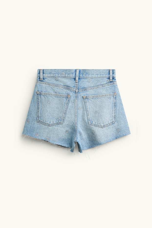 Damen - Jeans-Shorts - gemustert - helljeansblau