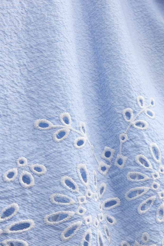 Dames - Blouse - broderie Anglaise - lichtblauw