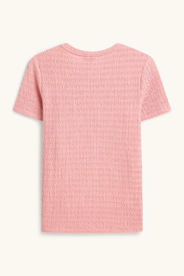 Dames - T-shirt - regular fit - met structuur - roze