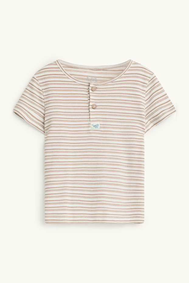 Baby Boys - Whale - baby short sleeve T-shirt - striped - white / beige