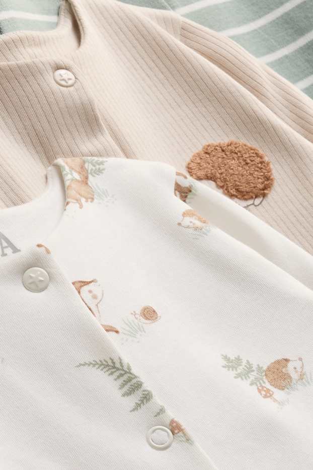 Unisex - Confezione da 3 - animali del bosco - pigiama neonati - beige / verde