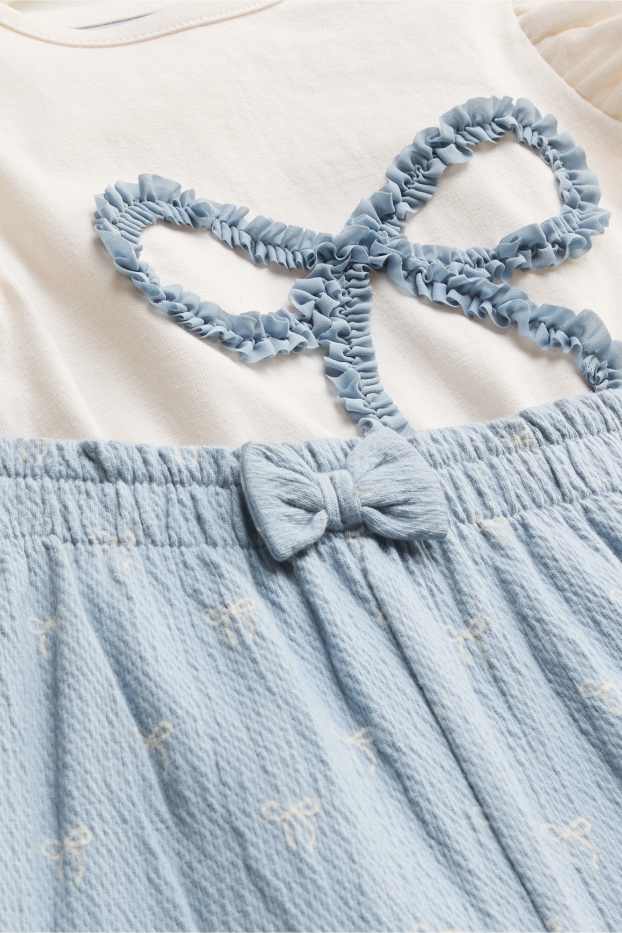 Bébés filles - Petit nœud - tenue bébé - 2 pièces - blanc / bleu