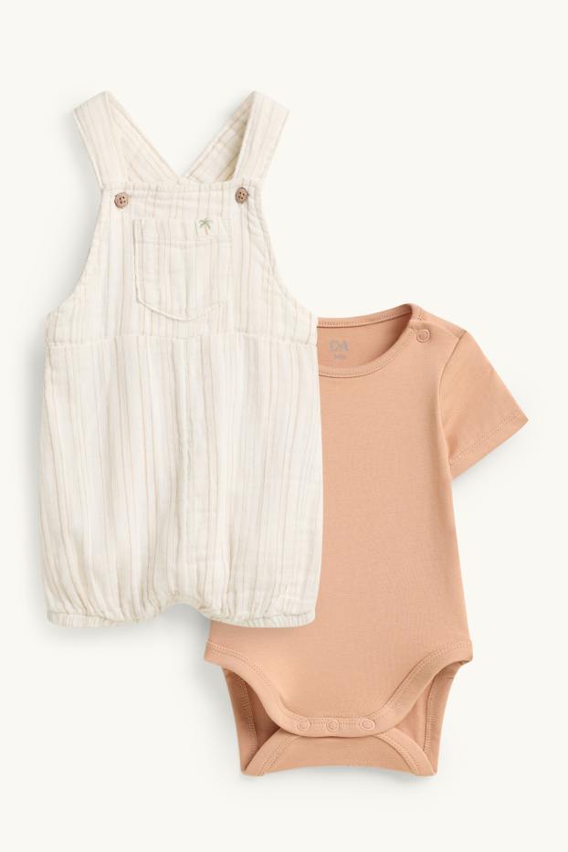 Bebés niños - Palmera - conjunto para bebé - 2 prendas - naranja / blanco roto