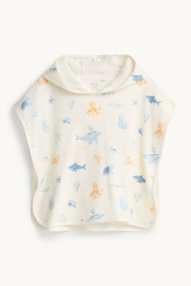 Baby Jungen - Meer - Baby-Frottee-Badeponcho - cremeweiss