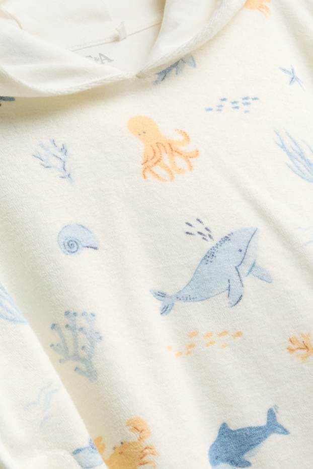 Baby Jungen - Meer - Baby-Frottee-Badeponcho - cremeweiss