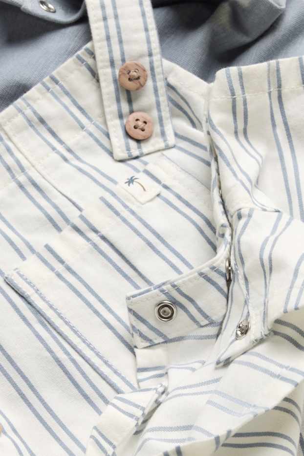 Miminka - chlapci - Palma - outfit pro miminka - 2dílný - pruhovaný - modrá/bílá