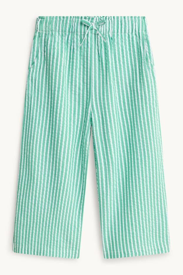 Kinder Mädchen - Stoffhose - gestreift - grün