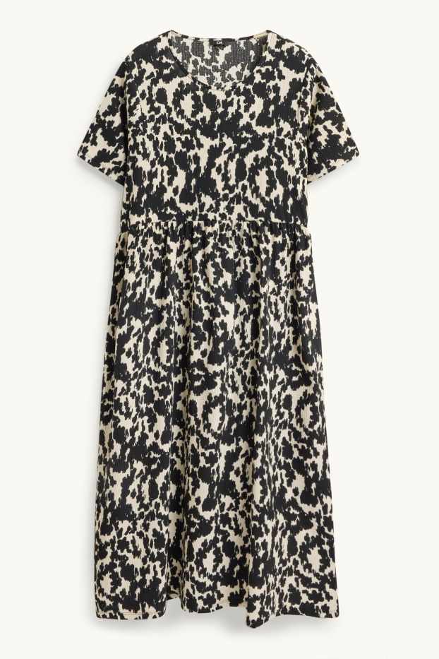 Damen - A-Linien Kleid - gemustert - strukturiert - schwarz / weiß