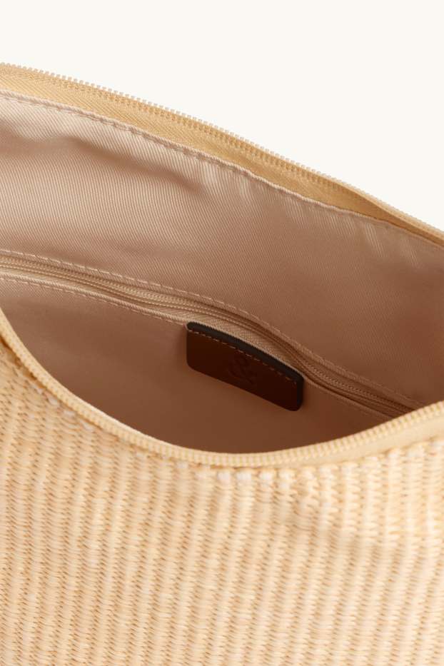 Dames - Schoudertas - raffialook - beige