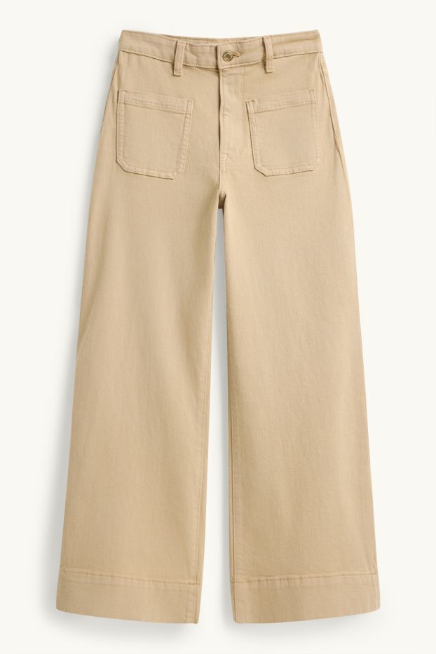 Damen - Wide Leg Jeans - Mid Waist - jeansbraun