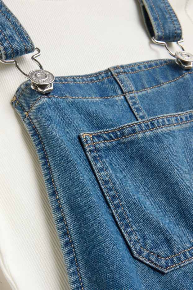 Kinder Mädchen - Set - Kurzarmshirt und Jeans-Latzhose - 2 teilig - blau