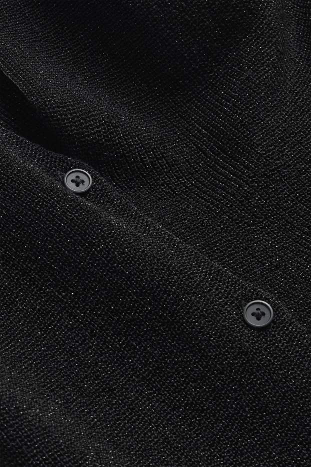 Femmes - Gilet sans manches en maille - finition côtelée - noir