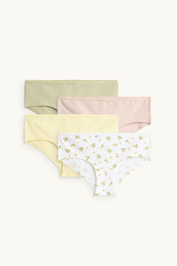 Damen - Multipack 4er - Hipster - weiss / gelb