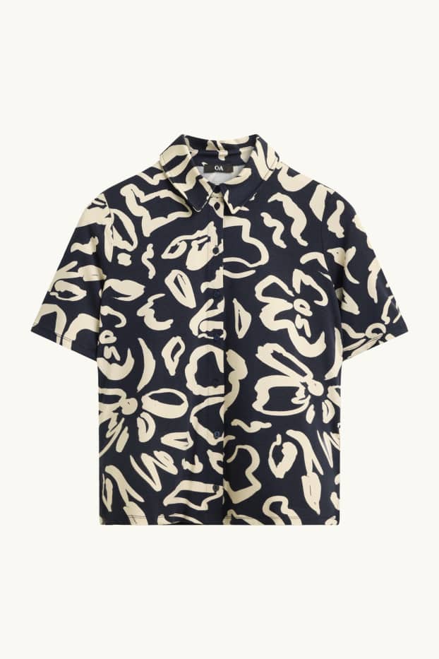 Femmes - Blouse-chemise - à fleurs - bleu  / crème