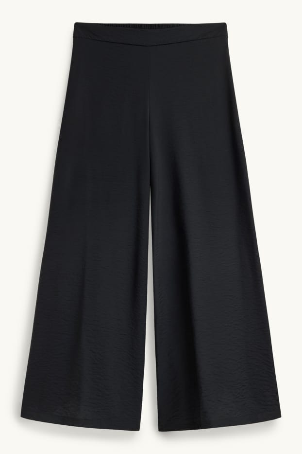 Dames - Pantalon - high waist - wide leg - zwart