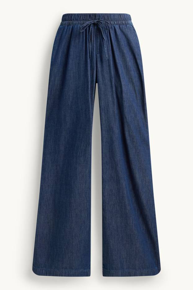 Damen - Umstandshose - Wide Leg - Jeans-Look - dunkeljeansblau