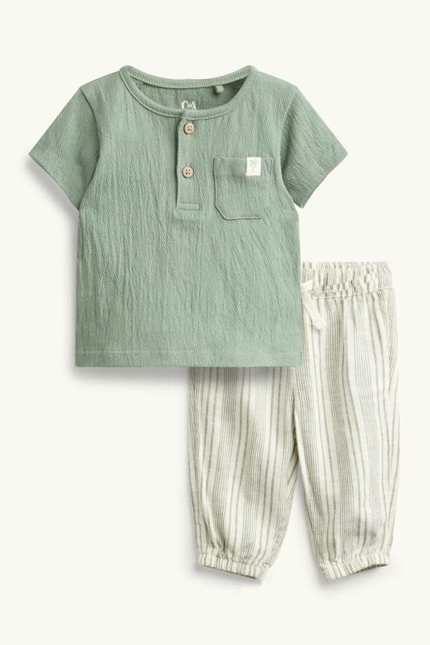Baby Boys - Newborn outfit with linen content - 2 piece - green