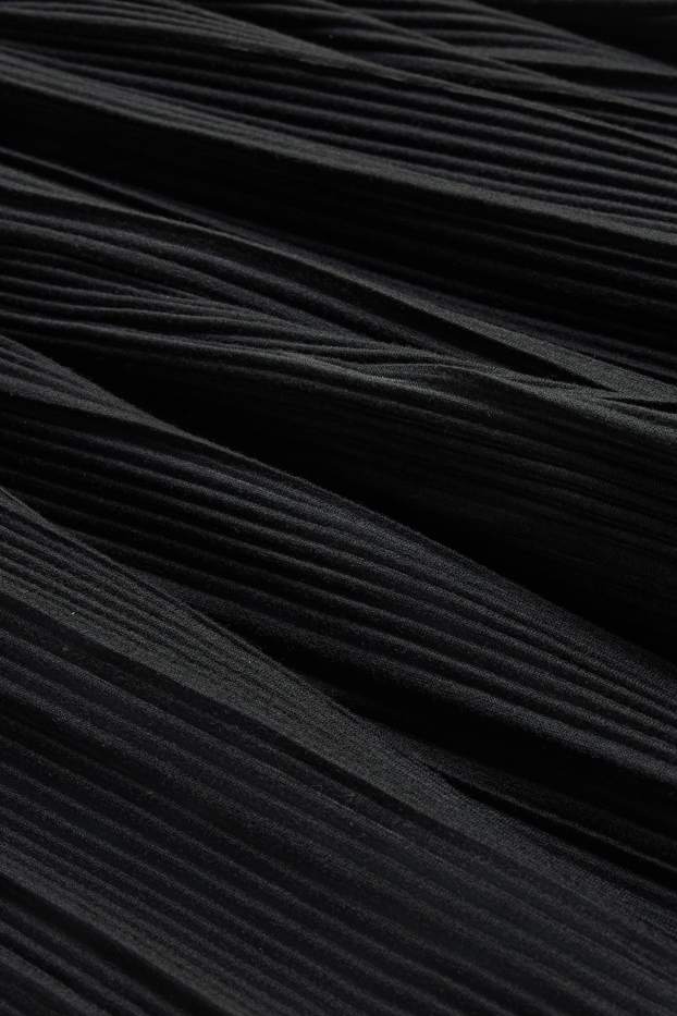 Damen - Stoffhose - High Waist - Wide Leg - gerippt - schwarz