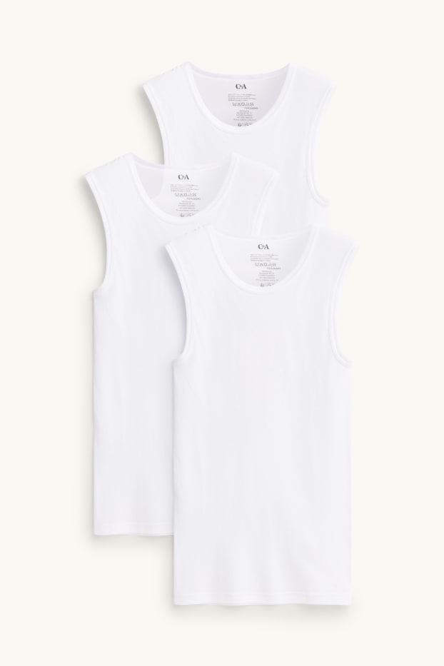 Uomo - Confezione da 3 - maglia intima - a coste fini - bianco