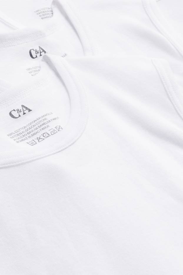 Uomo - Confezione da 3 - maglia intima - a coste fini - bianco