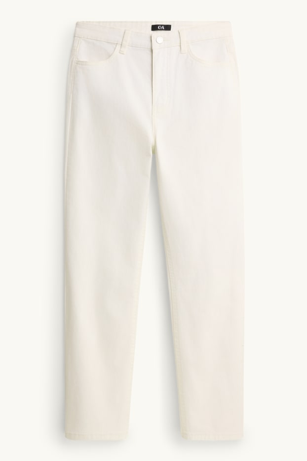 Women - Cloth trousers - mid-rise waist - straight leg - white