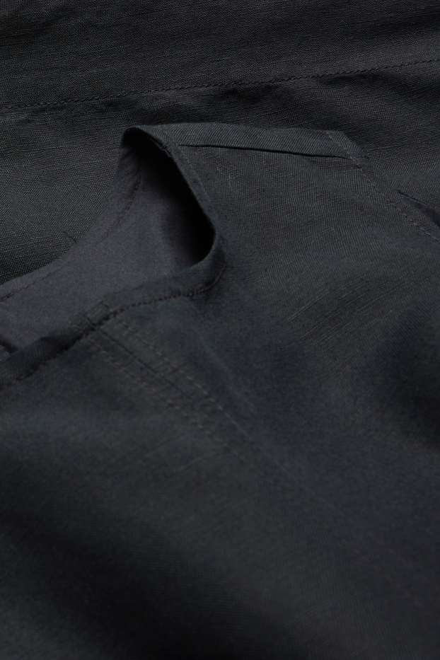 Mujer - Vestido de línea evasé - mezcla de lino - negro