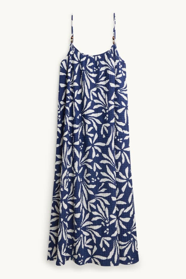 Damen - Kleid - Straight Fit - gemustert - strukturiert - weiß / blau